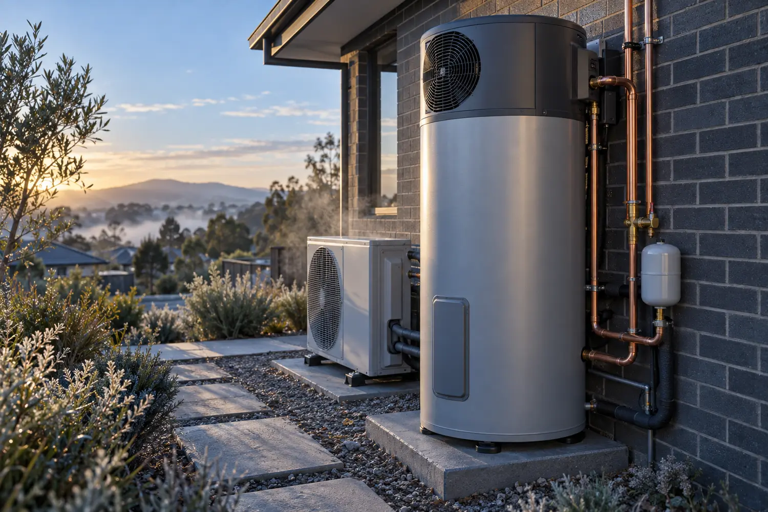 New heat-pump hot-water system in a cold regional setting